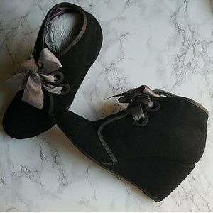Black Wedge Booties